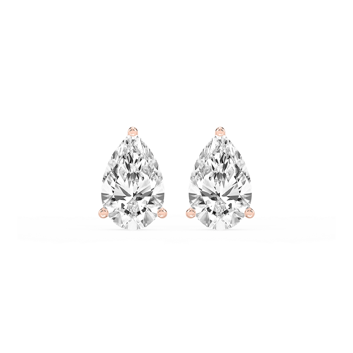 Pear Lab Grown Diamond Classic Three Prong Martini Stud Earrings