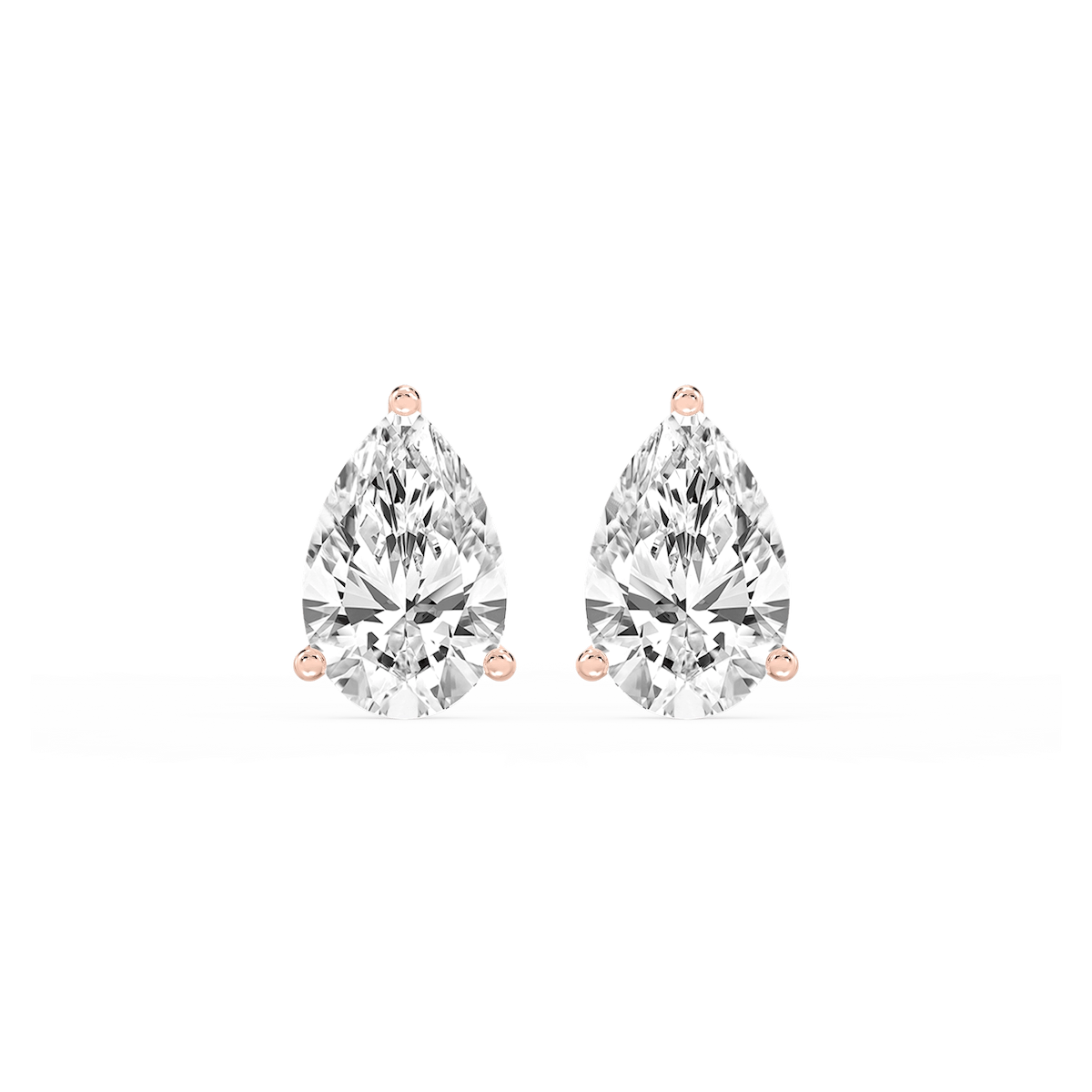 Pear Lab Grown Diamond Classic Three Prong Martini Stud Earrings