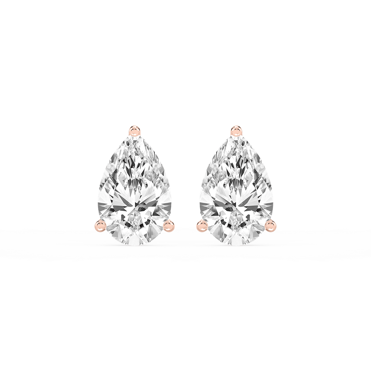 Pear Lab Grown Diamond Classic Three Prong Martini Stud Earrings
