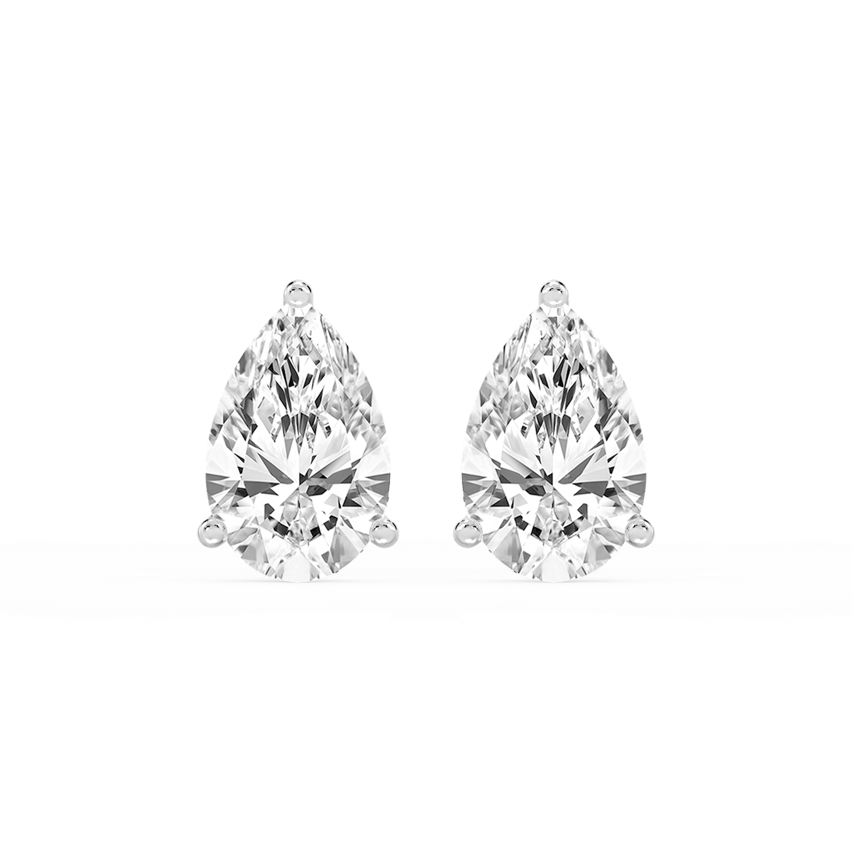 Pear Lab Grown Diamond Classic Three Prong Martini Stud Earrings