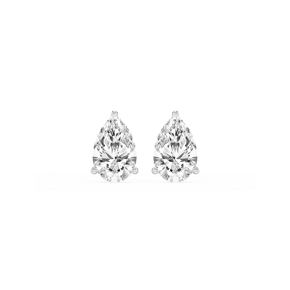 Pear Lab Grown Diamond Classic Three Prong Martini Stud Earrings