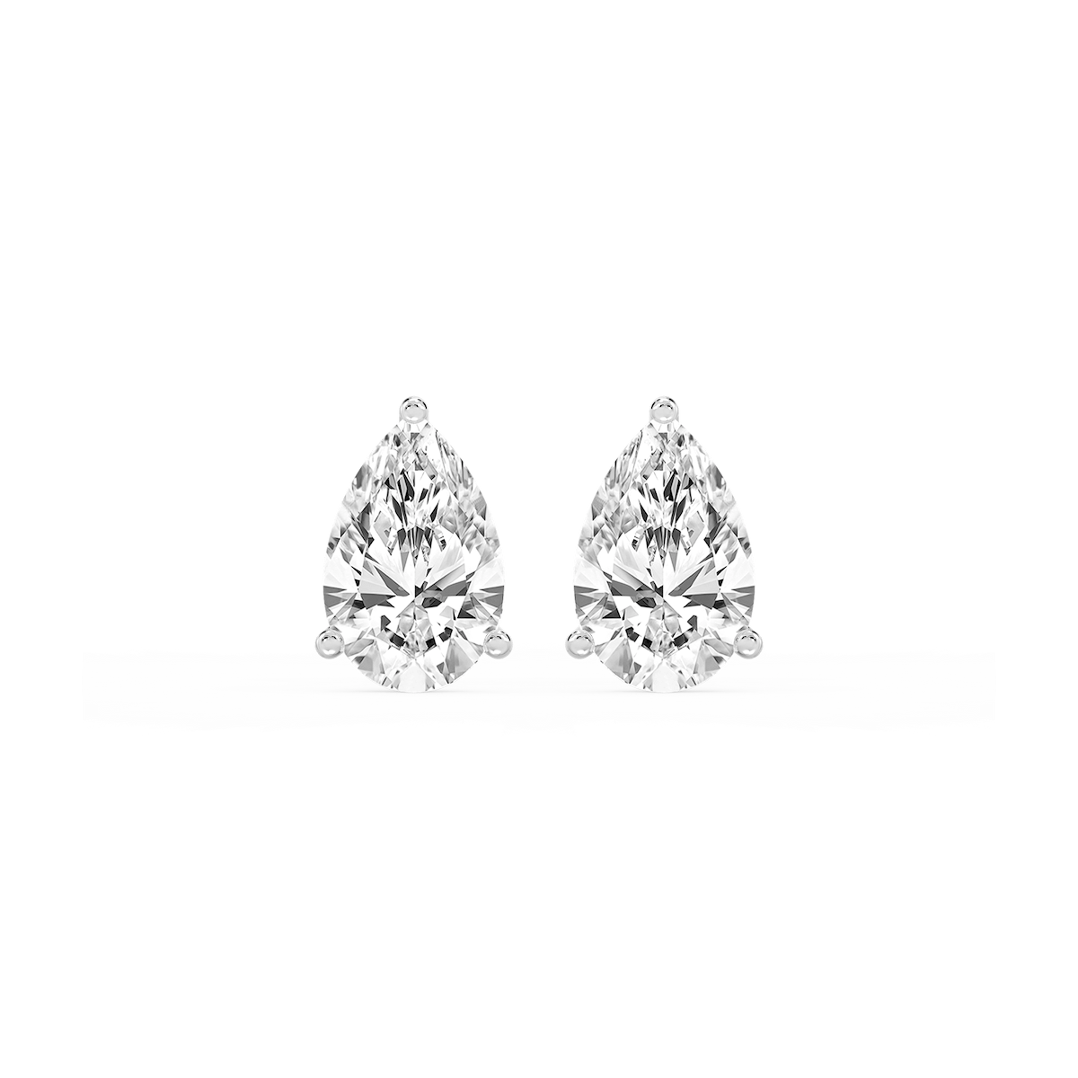 Pear Lab Grown Diamond Classic Three Prong Martini Stud Earrings