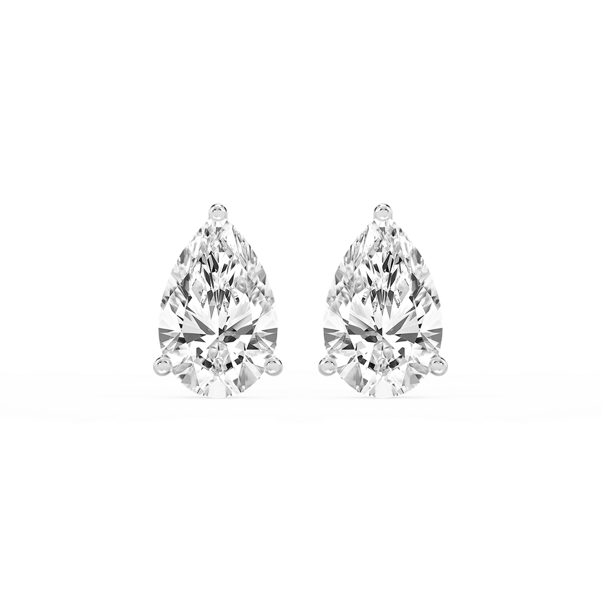 Pear Lab Grown Diamond Classic Three Prong Martini Stud Earrings