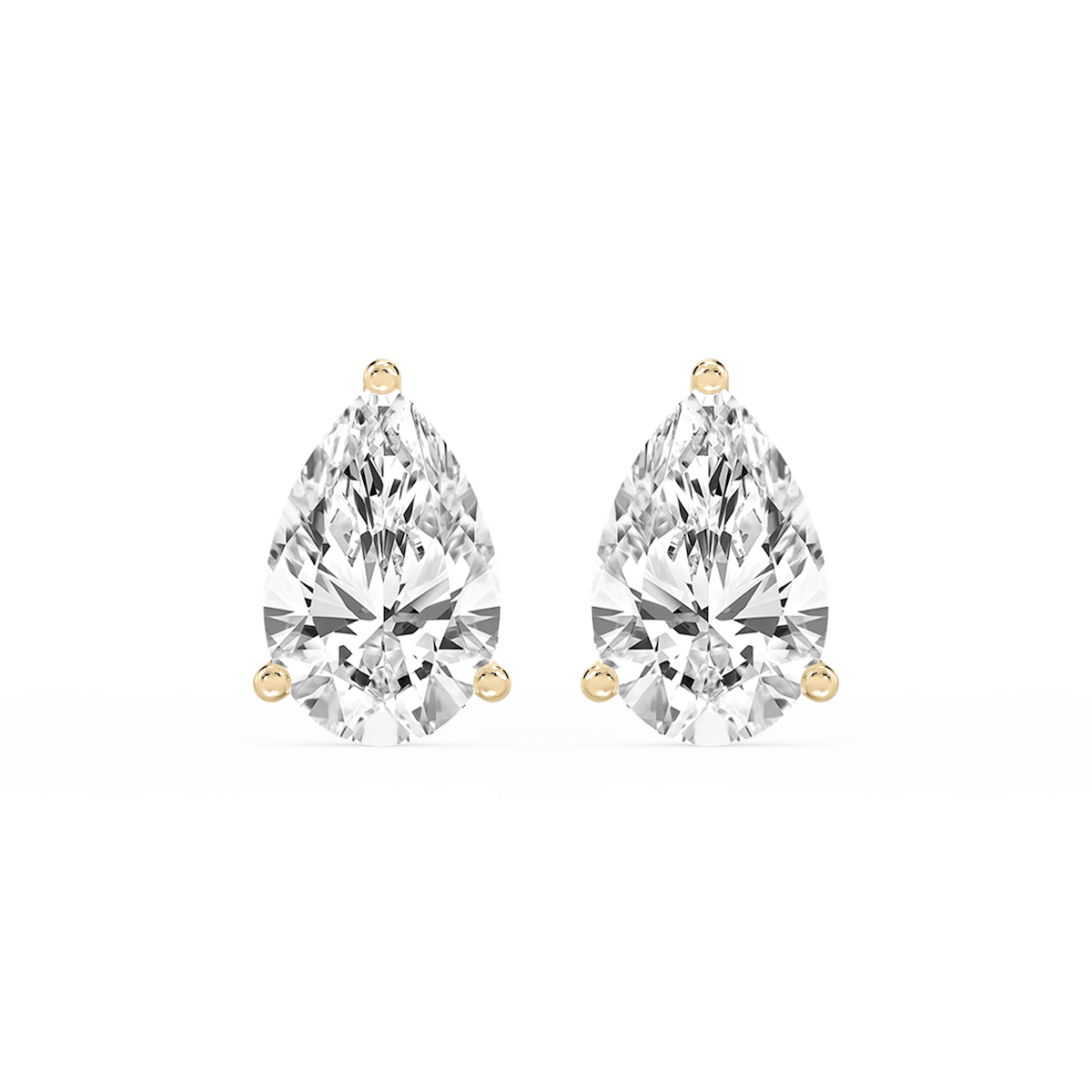 Pear Lab Grown Diamond Classic Three Prong Martini Stud Earrings