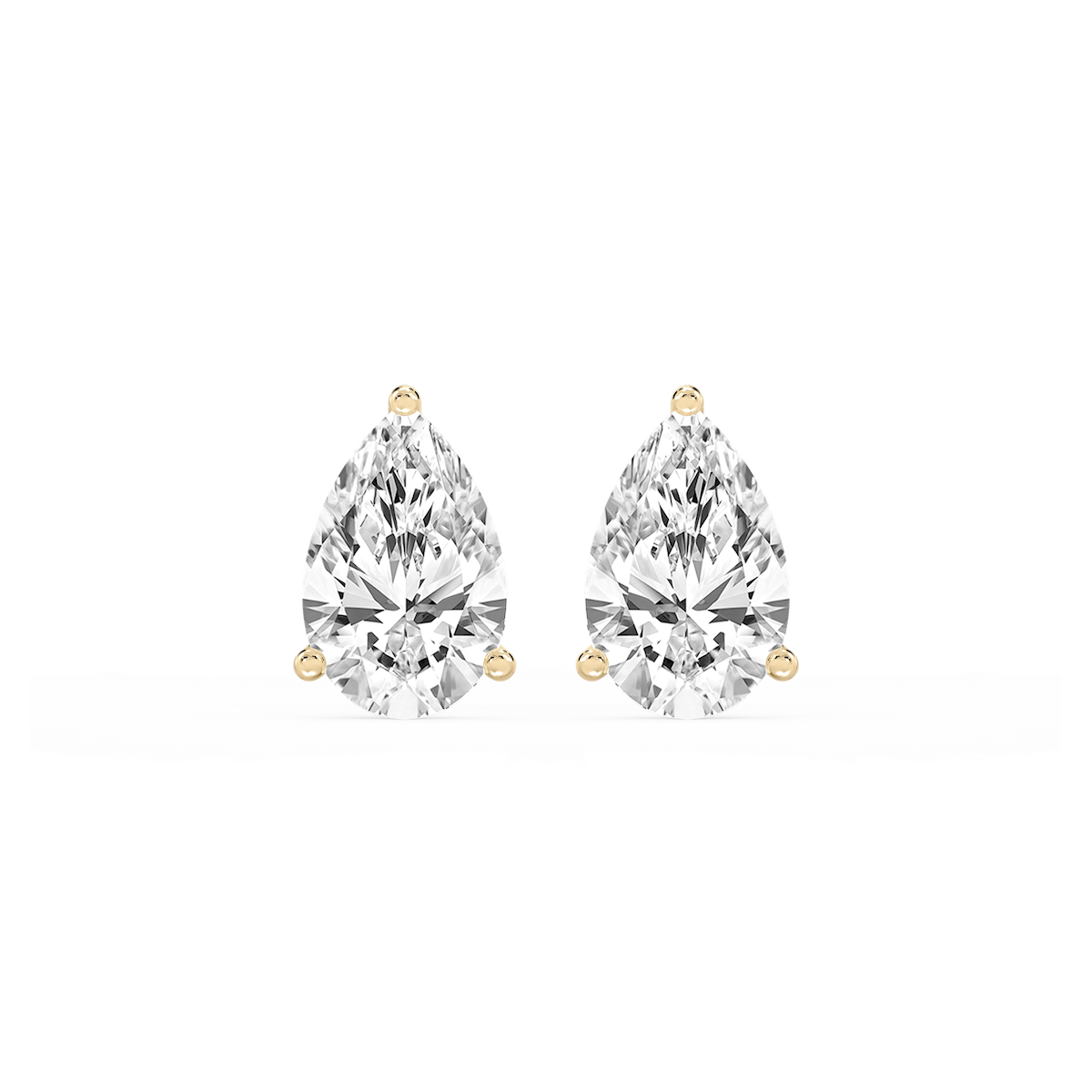 Pear Lab Grown Diamond Classic Three Prong Martini Stud Earrings