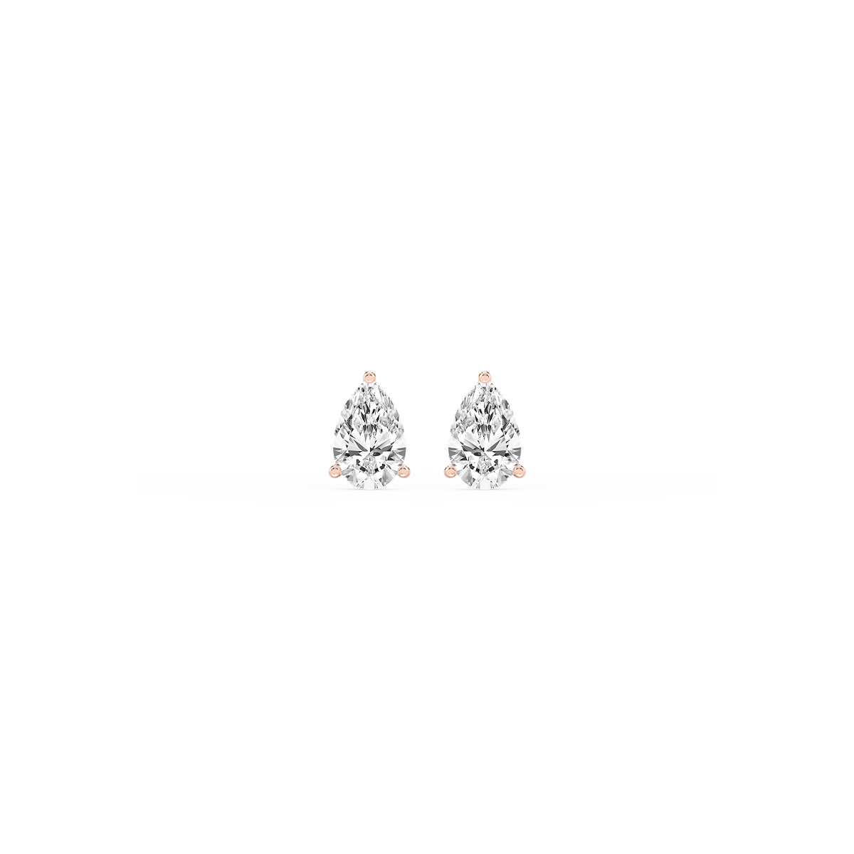 Pear Lab Grown Diamond Classic Three Prong Martini Threaded Stud Earrings