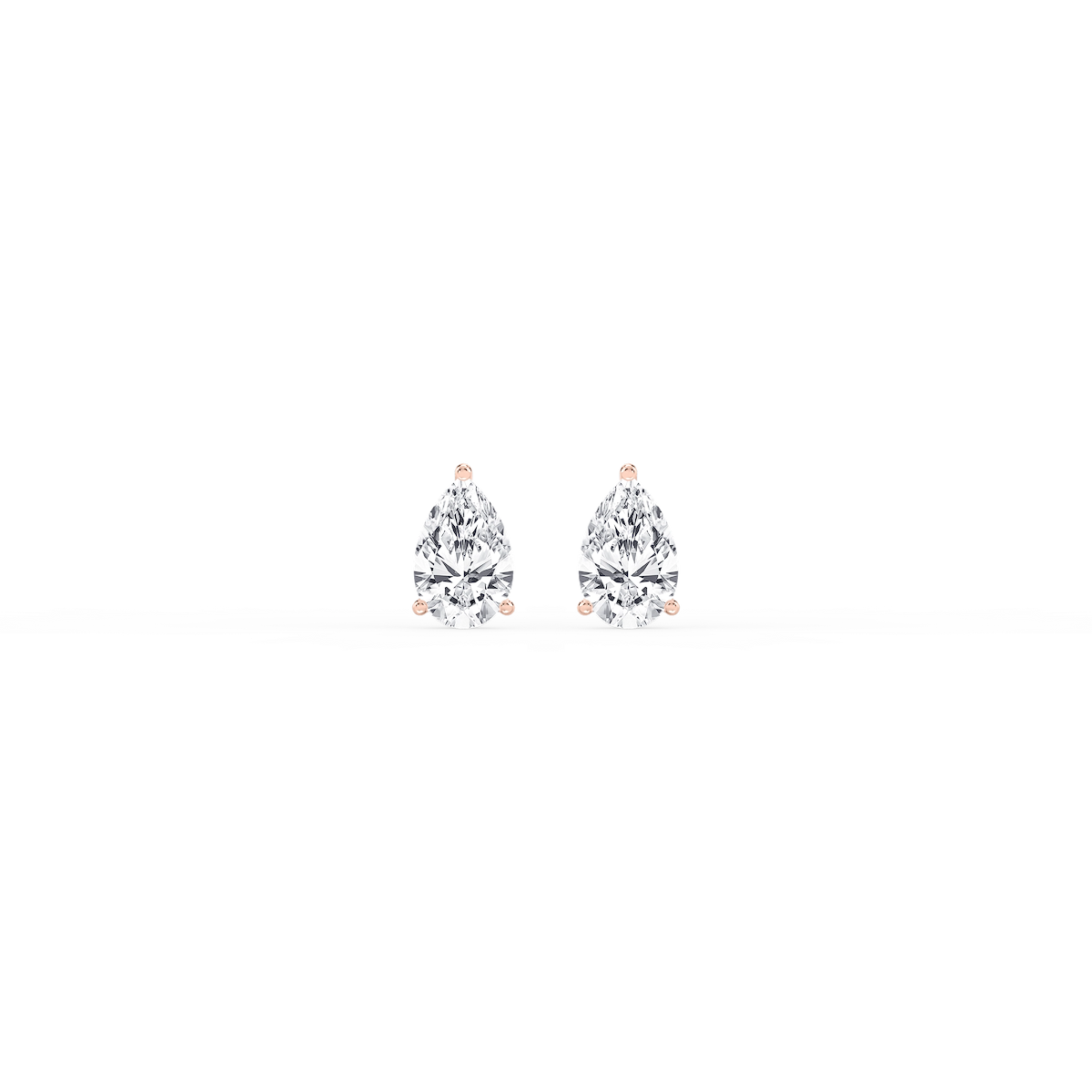 Pear Lab Grown Diamond Classic Three Prong Martini Threaded Stud Earrings