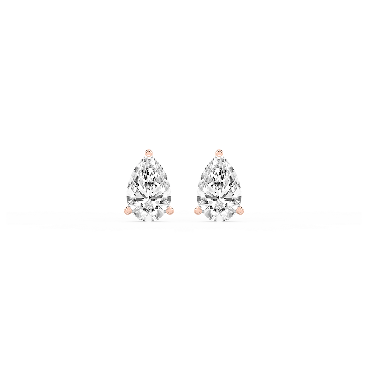 Pear Lab Grown Diamond Classic Three Prong Martini Threaded Stud Earrings