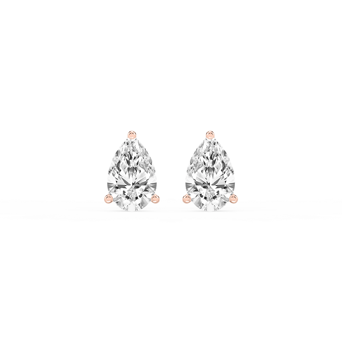 Pear Lab Grown Diamond Classic Three Prong Martini Threaded Stud Earrings