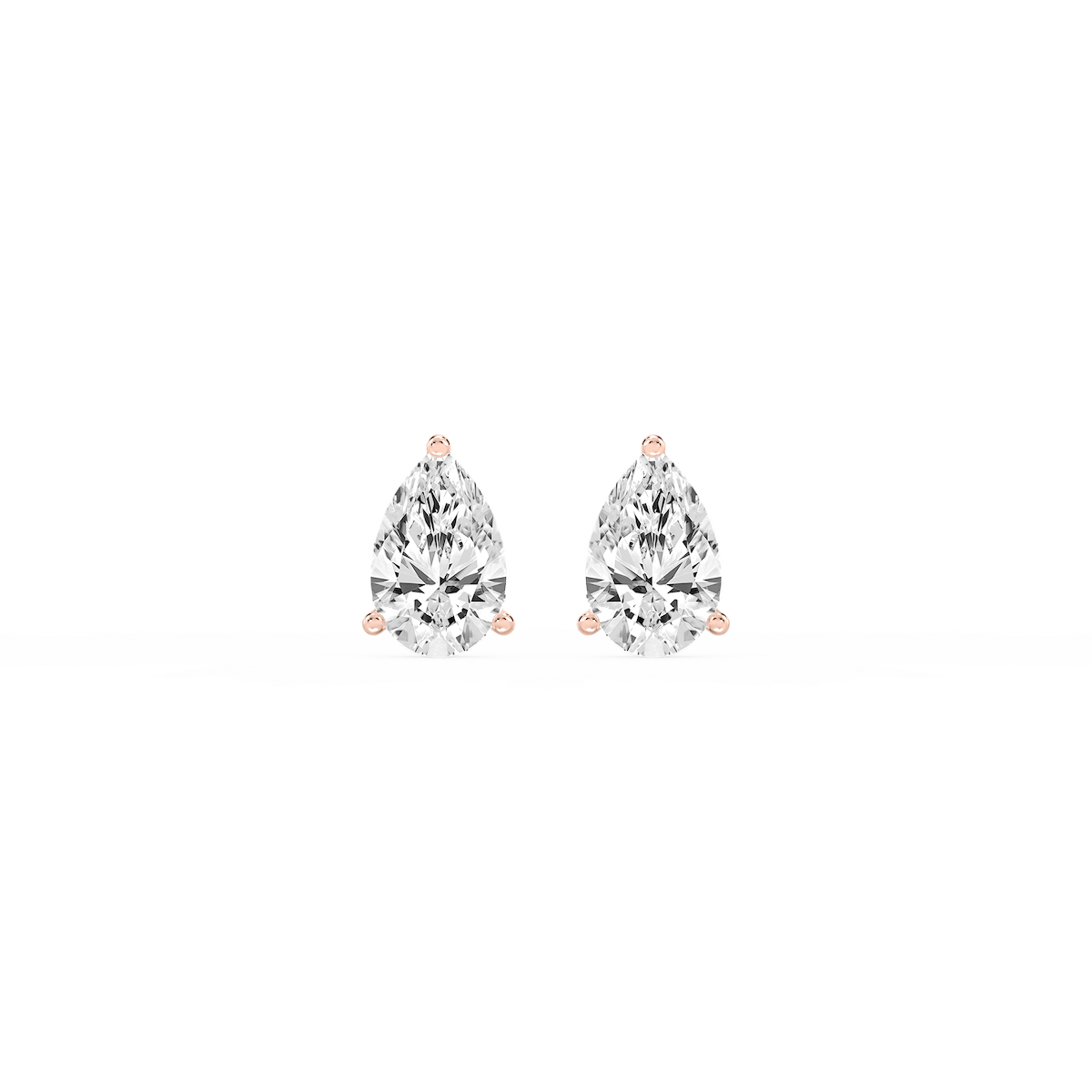 Pear Lab Grown Diamond Classic Three Prong Martini Threaded Stud Earrings