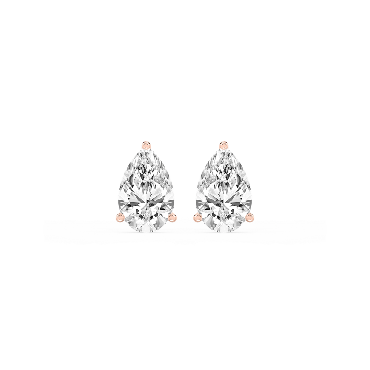 Pear Lab Grown Diamond Classic Three Prong Martini Threaded Stud Earrings