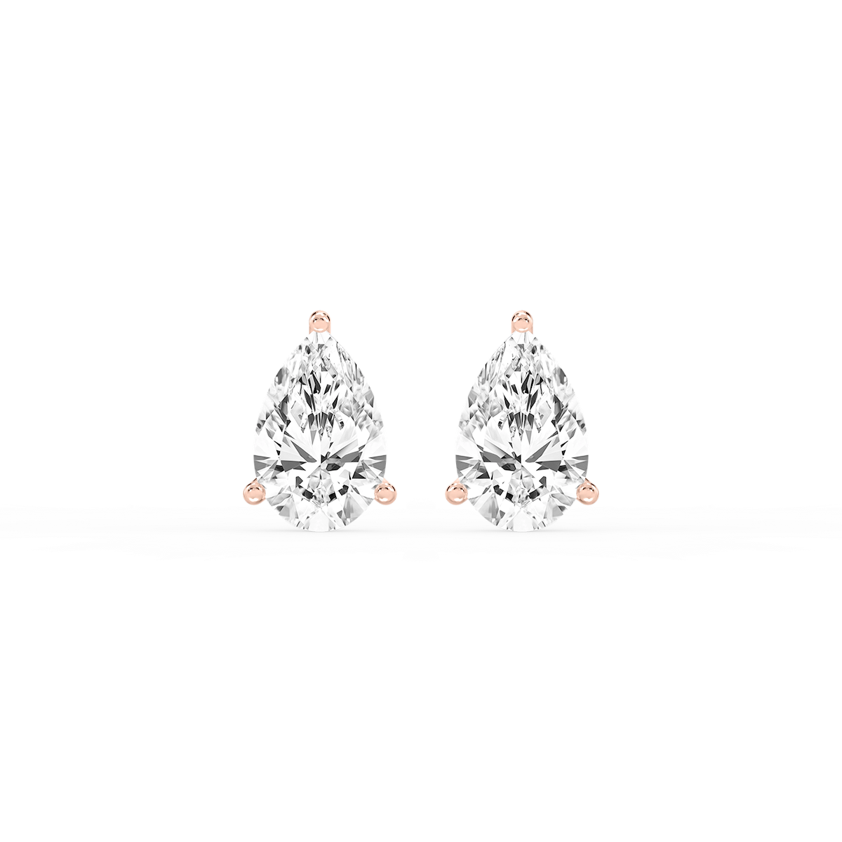 Pear Lab Grown Diamond Classic Three Prong Martini Threaded Stud Earrings