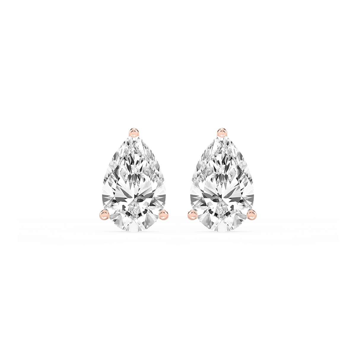 Pear Lab Grown Diamond Classic Three Prong Martini Threaded Stud Earrings