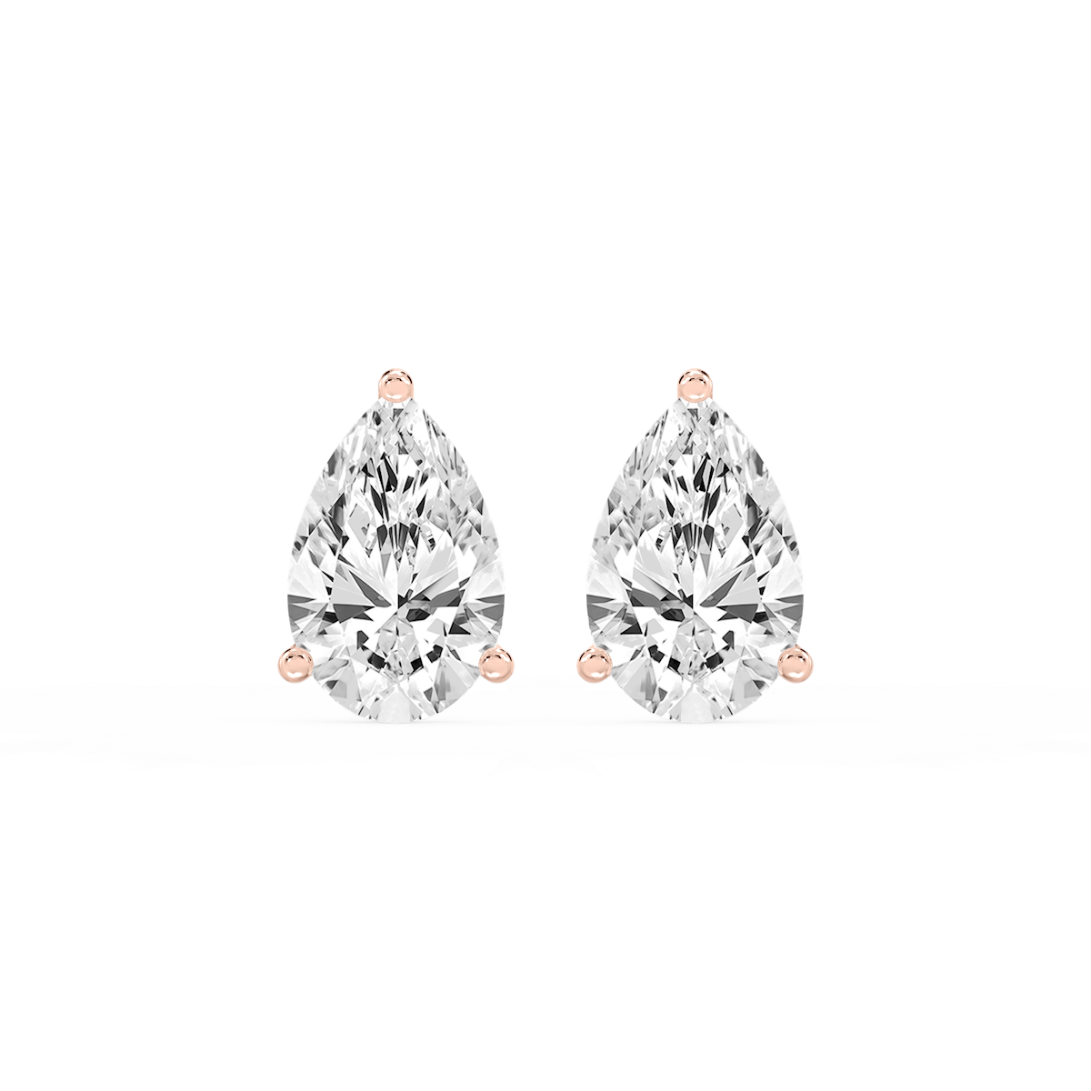 Pear Lab Grown Diamond Classic Three Prong Martini Threaded Stud Earrings