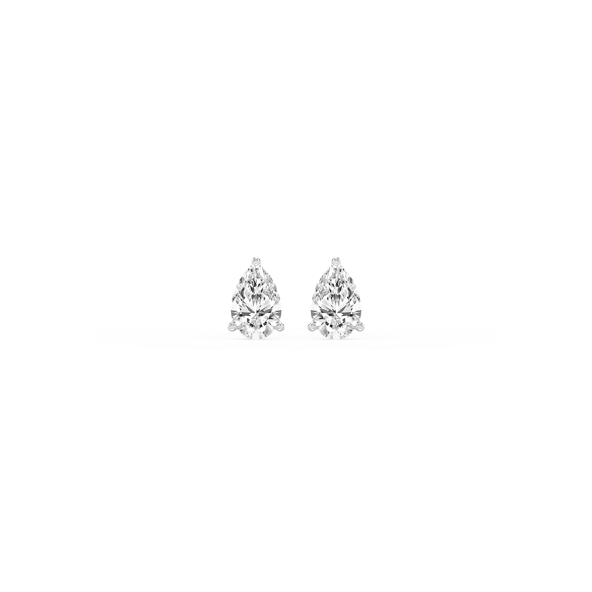 Pear Lab Grown Diamond Classic Three Prong Martini Threaded Stud Earrings