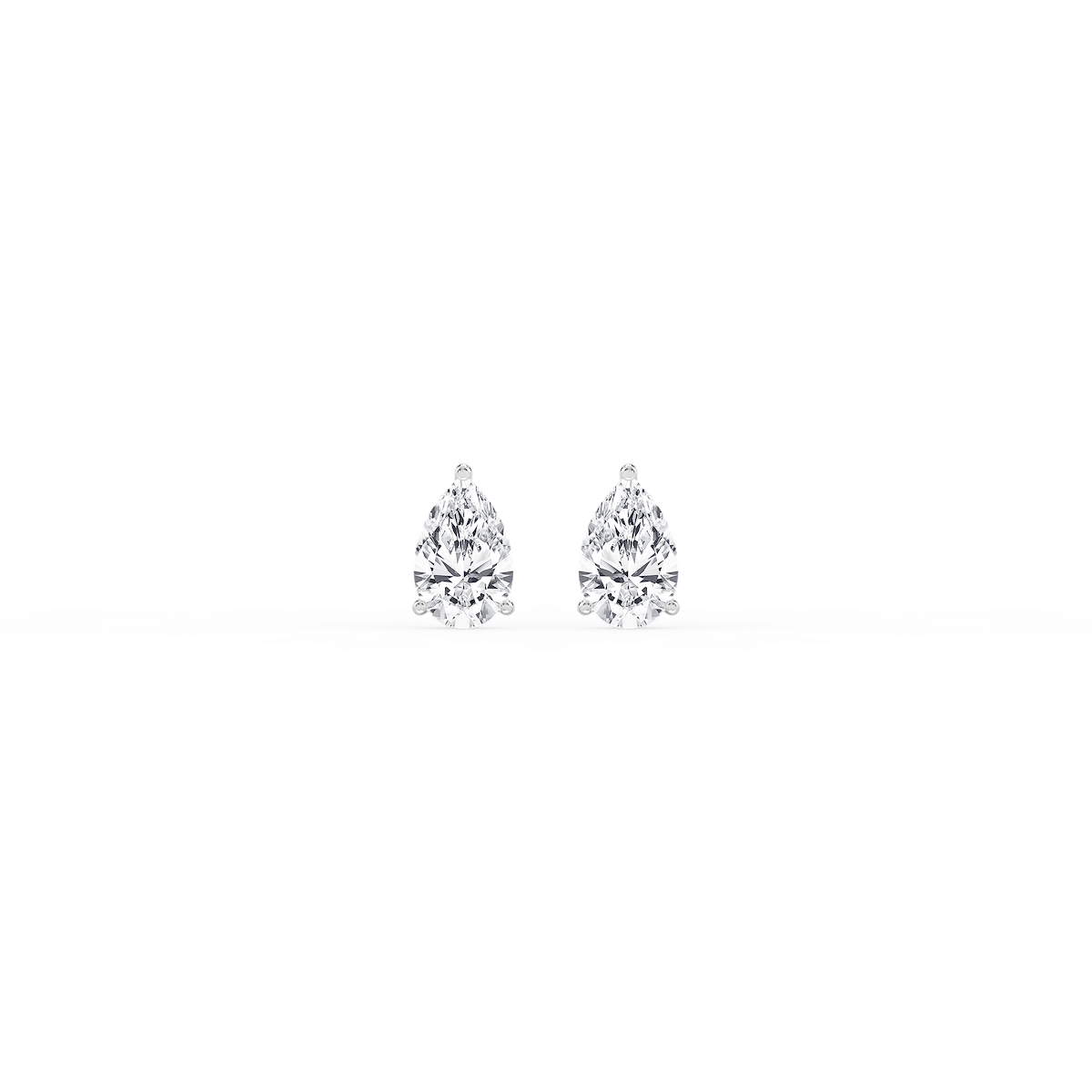 Pear Lab Grown Diamond Classic Three Prong Martini Threaded Stud Earrings