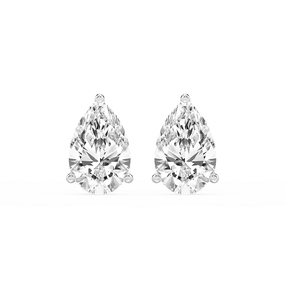 Pear Lab Grown Diamond Classic Three Prong Martini Threaded Stud Earrings