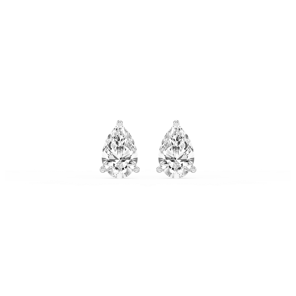 Pear Lab Grown Diamond Classic Three Prong Martini Threaded Stud Earrings
