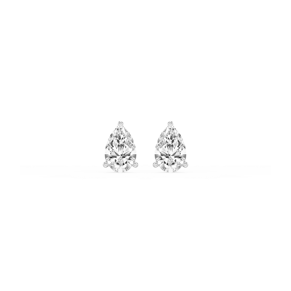 Pear Lab Grown Diamond Classic Three Prong Martini Threaded Stud Earrings