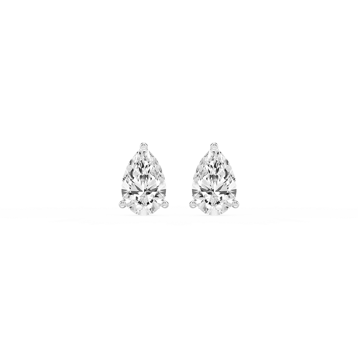Pear Lab Grown Diamond Classic Three Prong Martini Threaded Stud Earrings