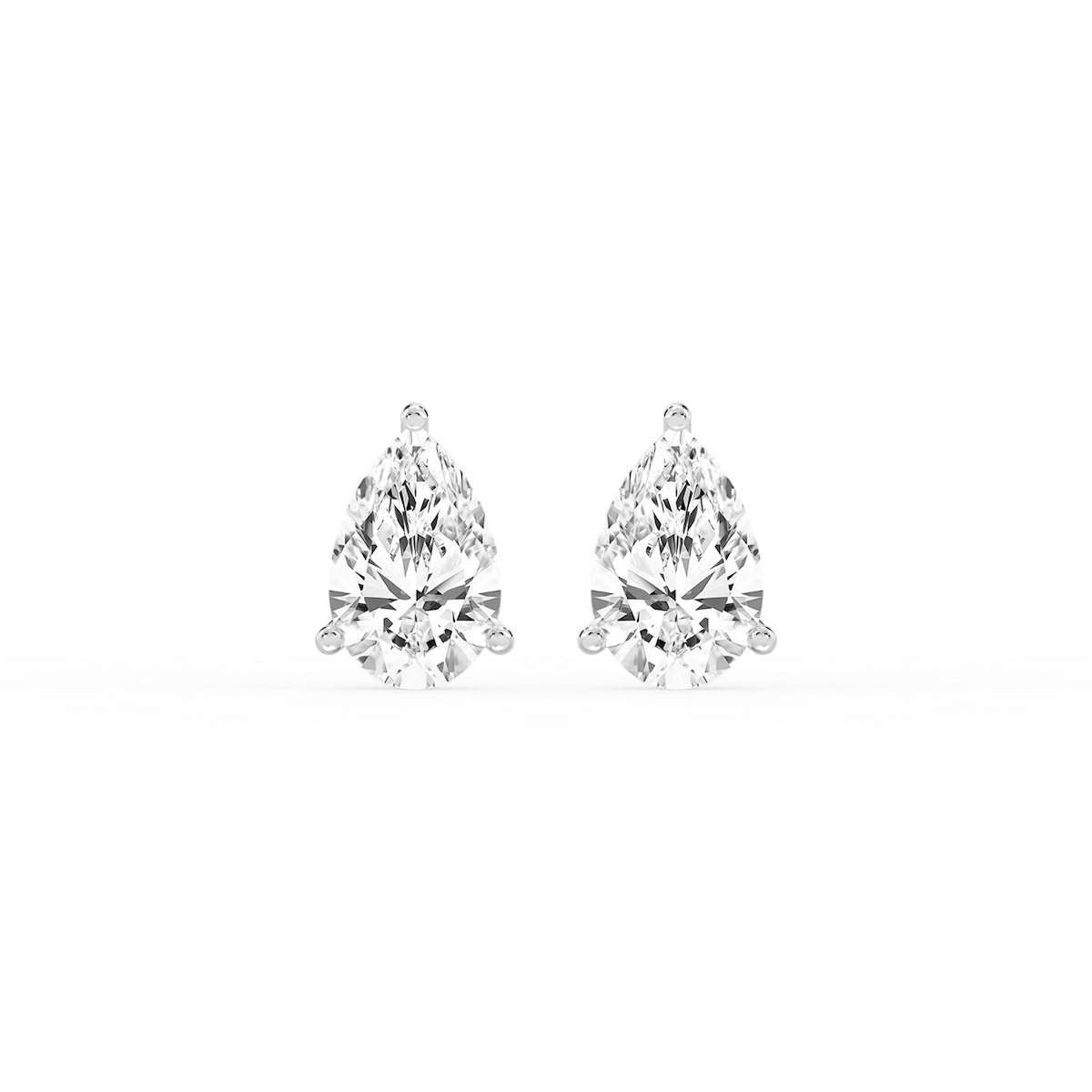 Pear Lab Grown Diamond Classic Three Prong Martini Threaded Stud Earrings