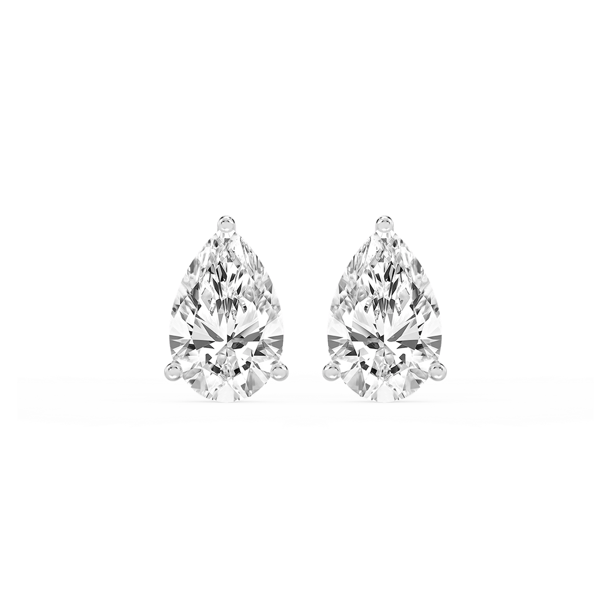 Pear Lab Grown Diamond Classic Three Prong Martini Threaded Stud Earrings