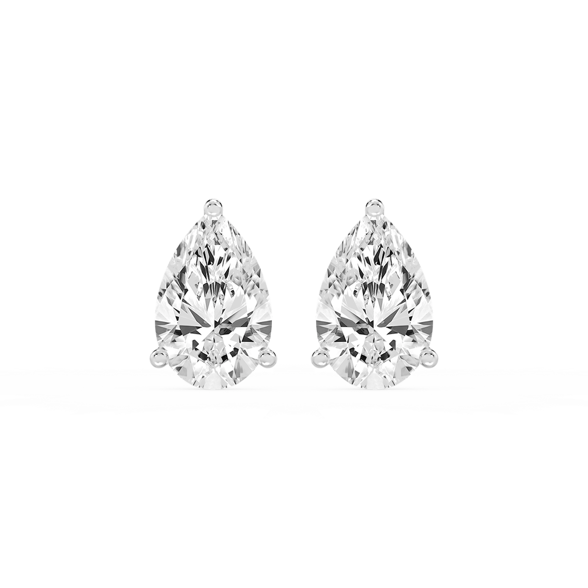 Pear Lab Grown Diamond Classic Three Prong Martini Threaded Stud Earrings