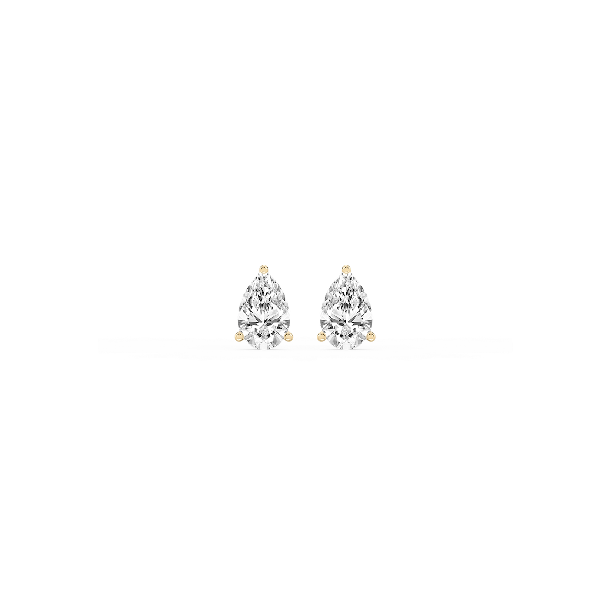 Pear Lab Grown Diamond Classic Three Prong Martini Threaded Stud Earrings