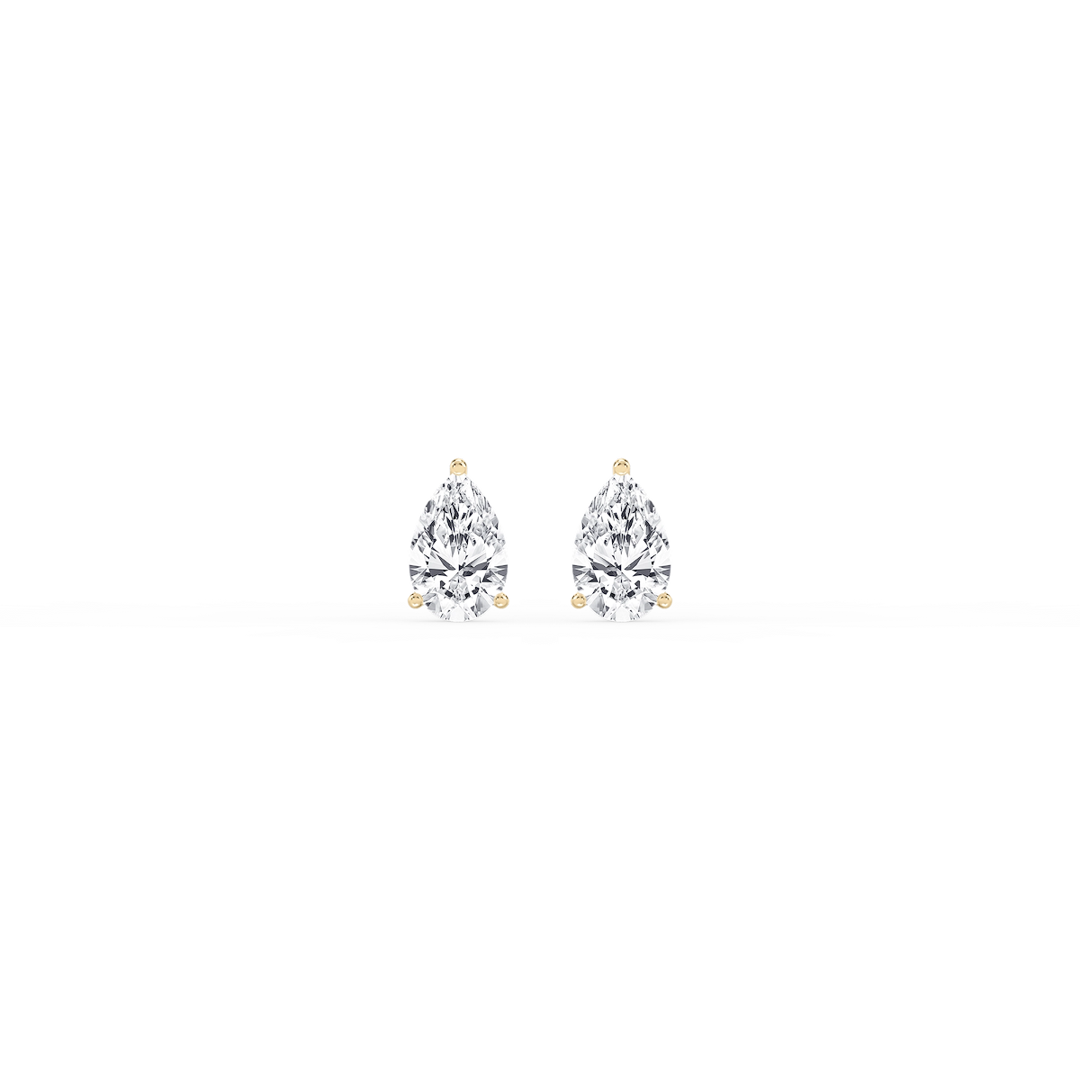 Pear Lab Grown Diamond Classic Three Prong Martini Threaded Stud Earrings