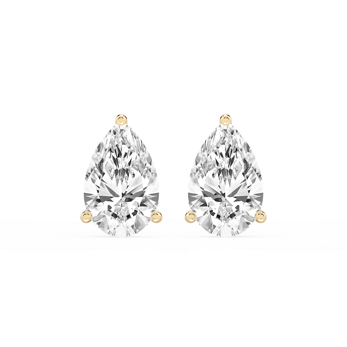 Pear Lab Grown Diamond Classic Three Prong Martini Threaded Stud Earrings