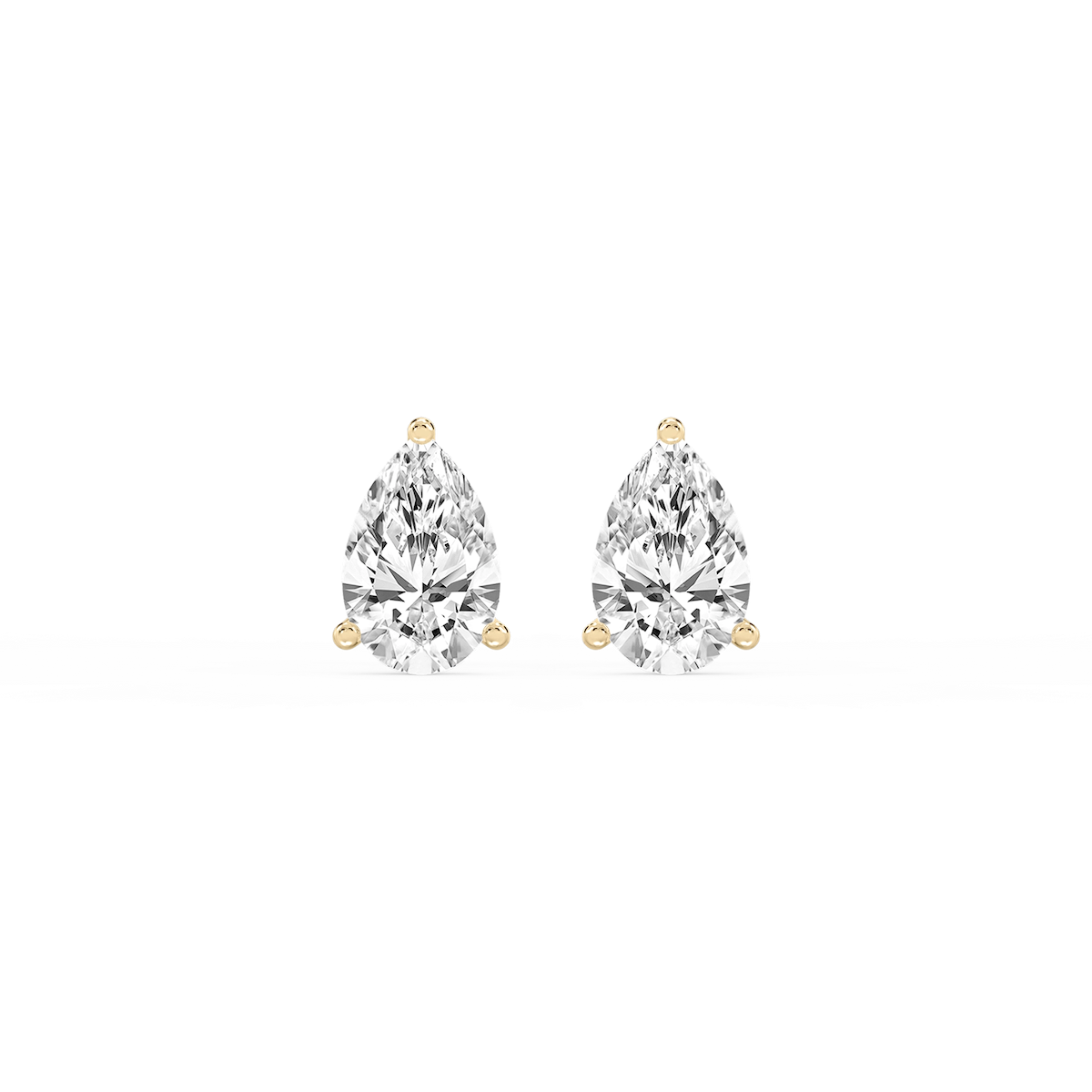 Pear Lab Grown Diamond Classic Three Prong Martini Threaded Stud Earrings