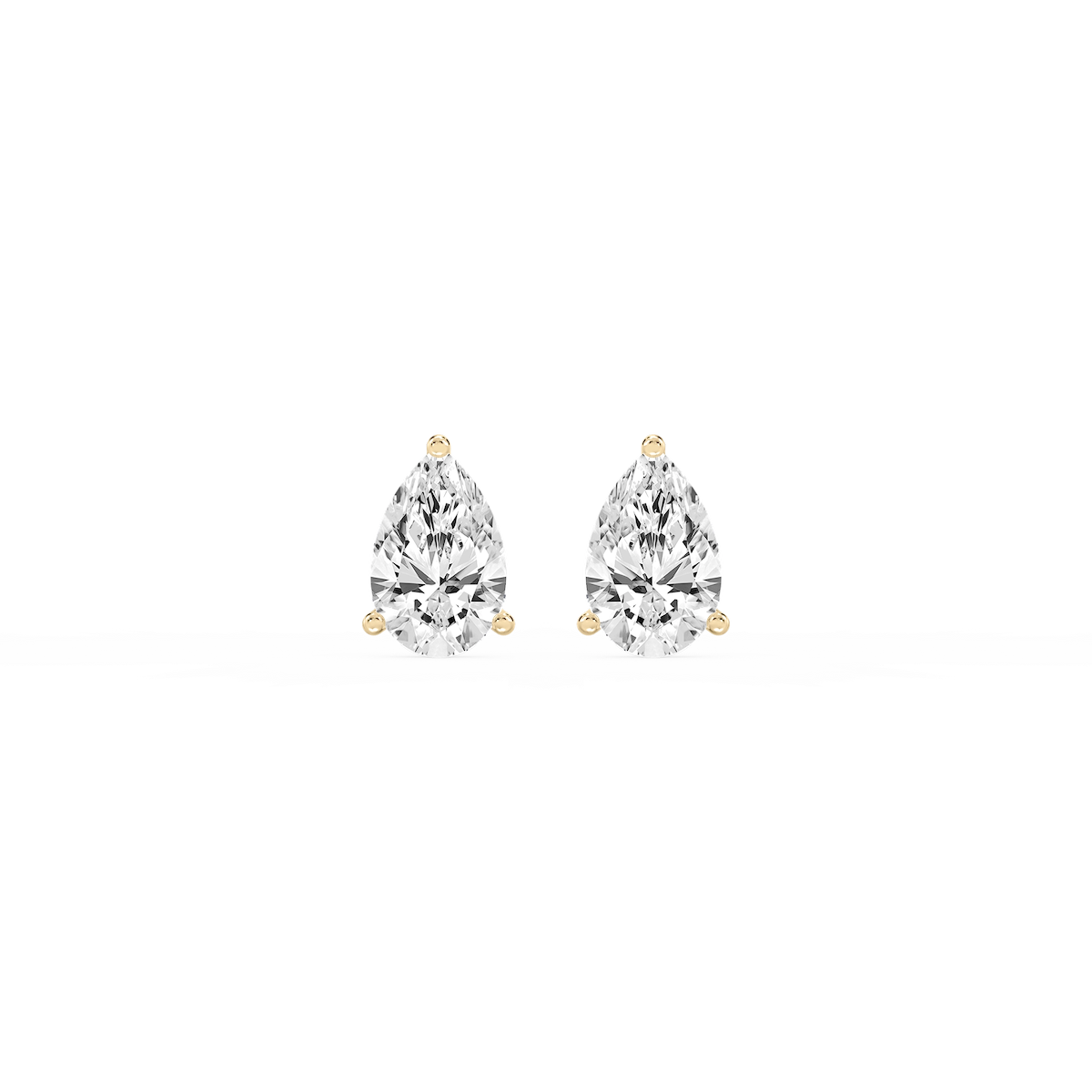 Pear Lab Grown Diamond Classic Three Prong Martini Threaded Stud Earrings