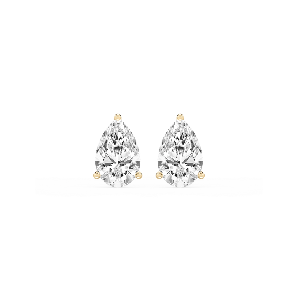 Pear Lab Grown Diamond Classic Three Prong Martini Threaded Stud Earrings