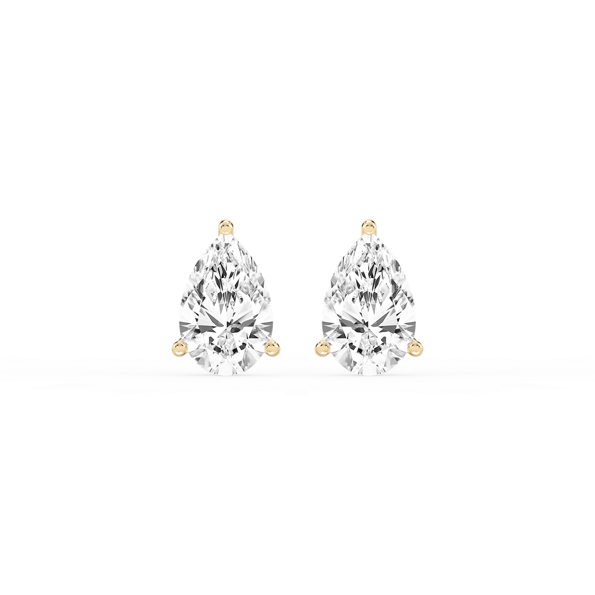 Pear Lab Grown Diamond Classic Three Prong Martini Threaded Stud Earrings