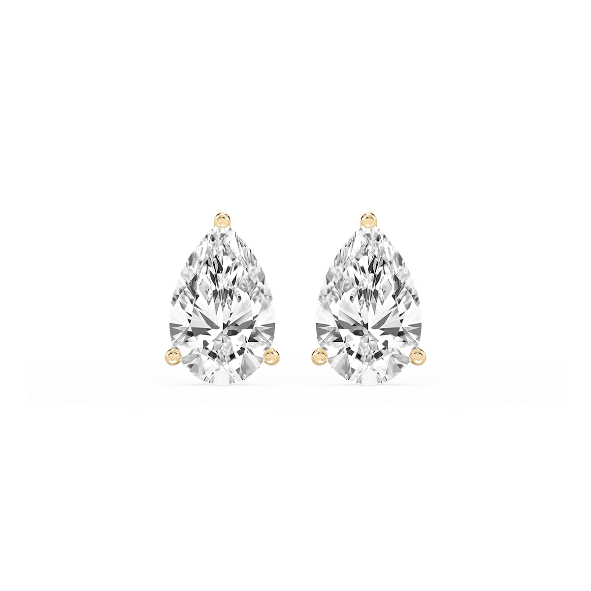 Pear Lab Grown Diamond Classic Three Prong Martini Threaded Stud Earrings