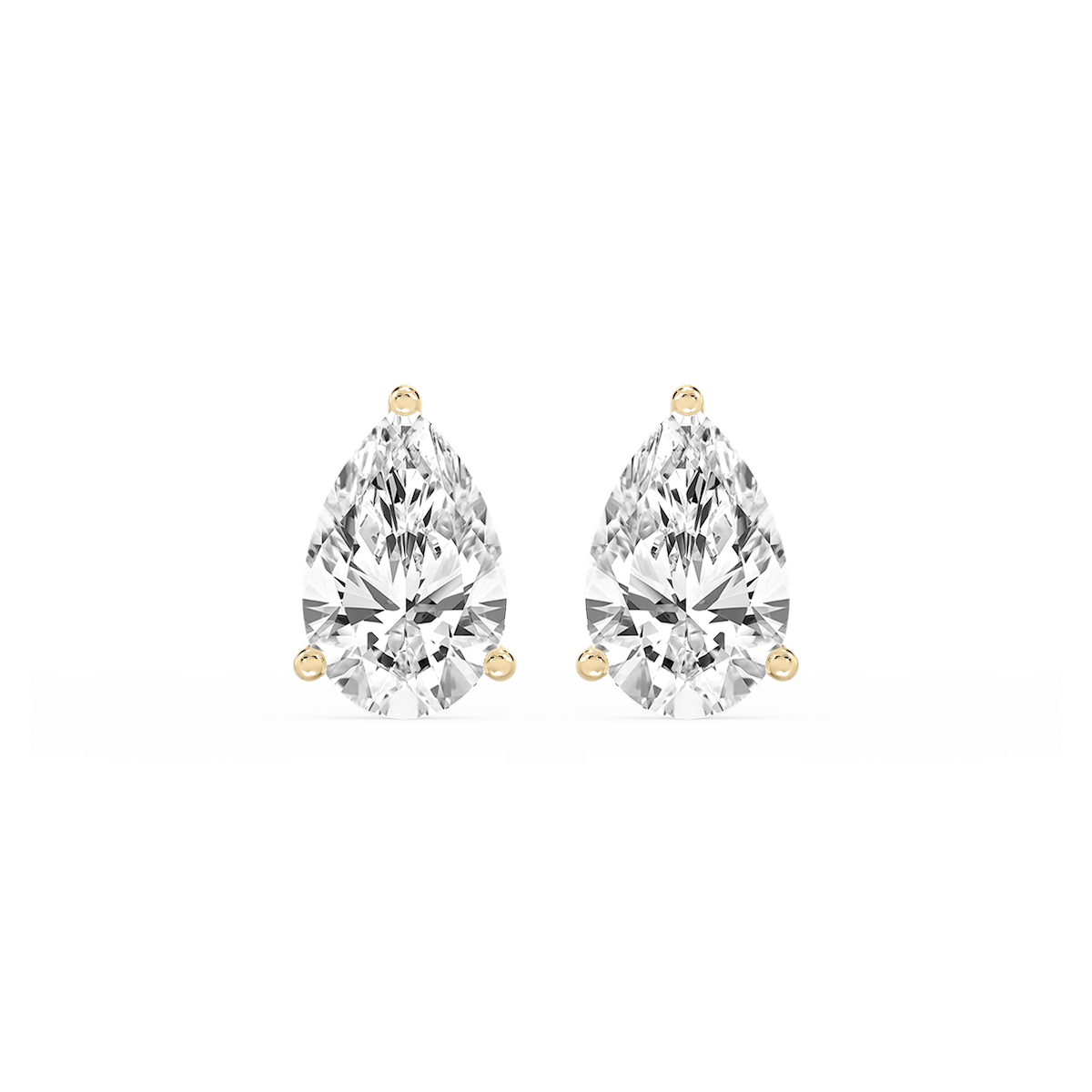 Pear Lab Grown Diamond Classic Three Prong Martini Threaded Stud Earrings