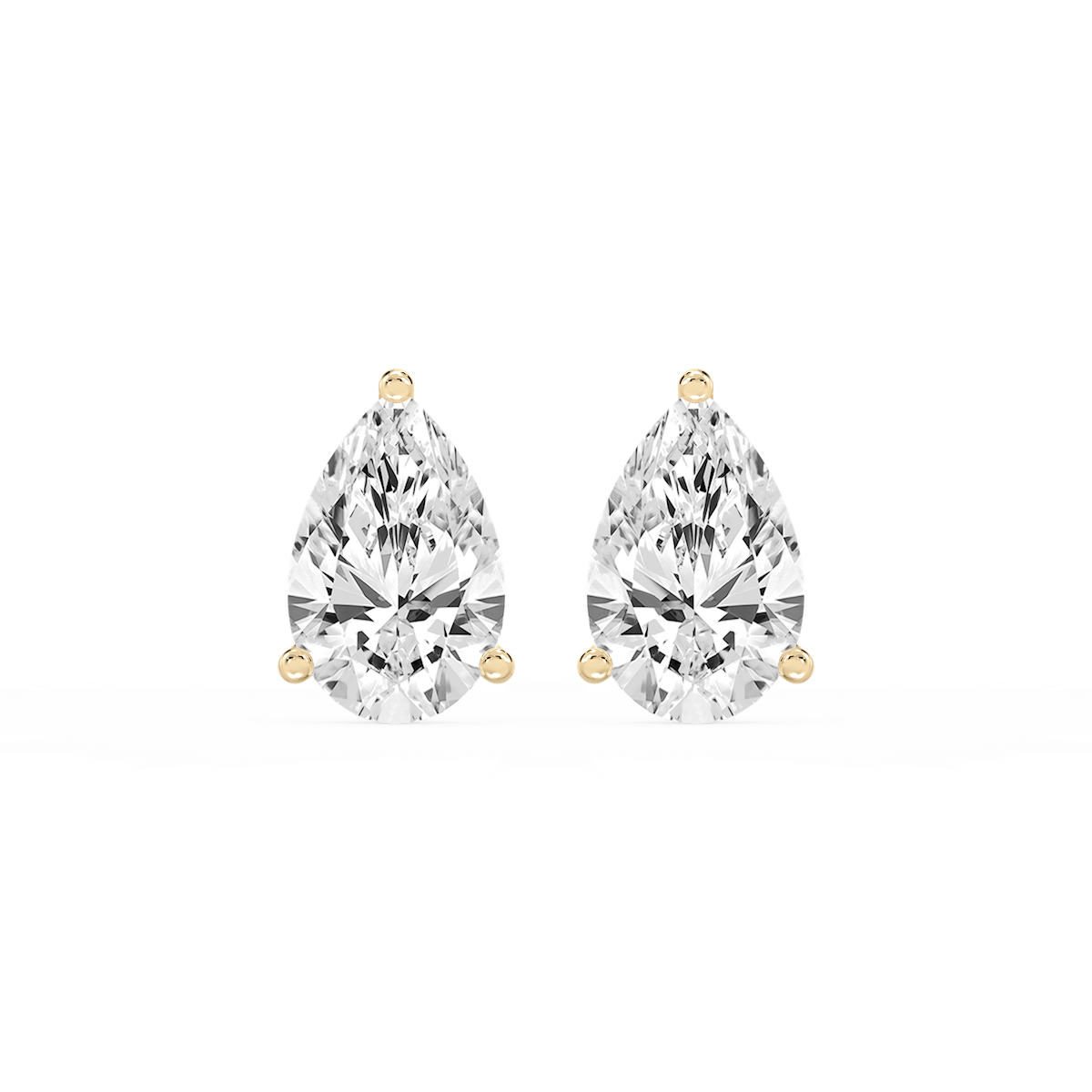 Pear Lab Grown Diamond Classic Three Prong Martini Threaded Stud Earrings