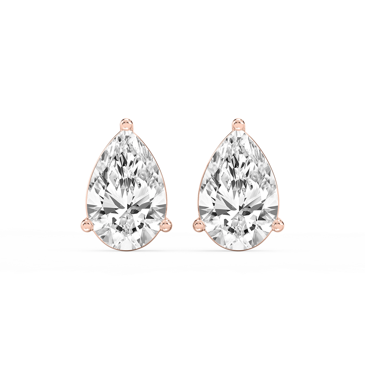 Pear Lab Grown Diamond Three Prong Basket Stud Earrings