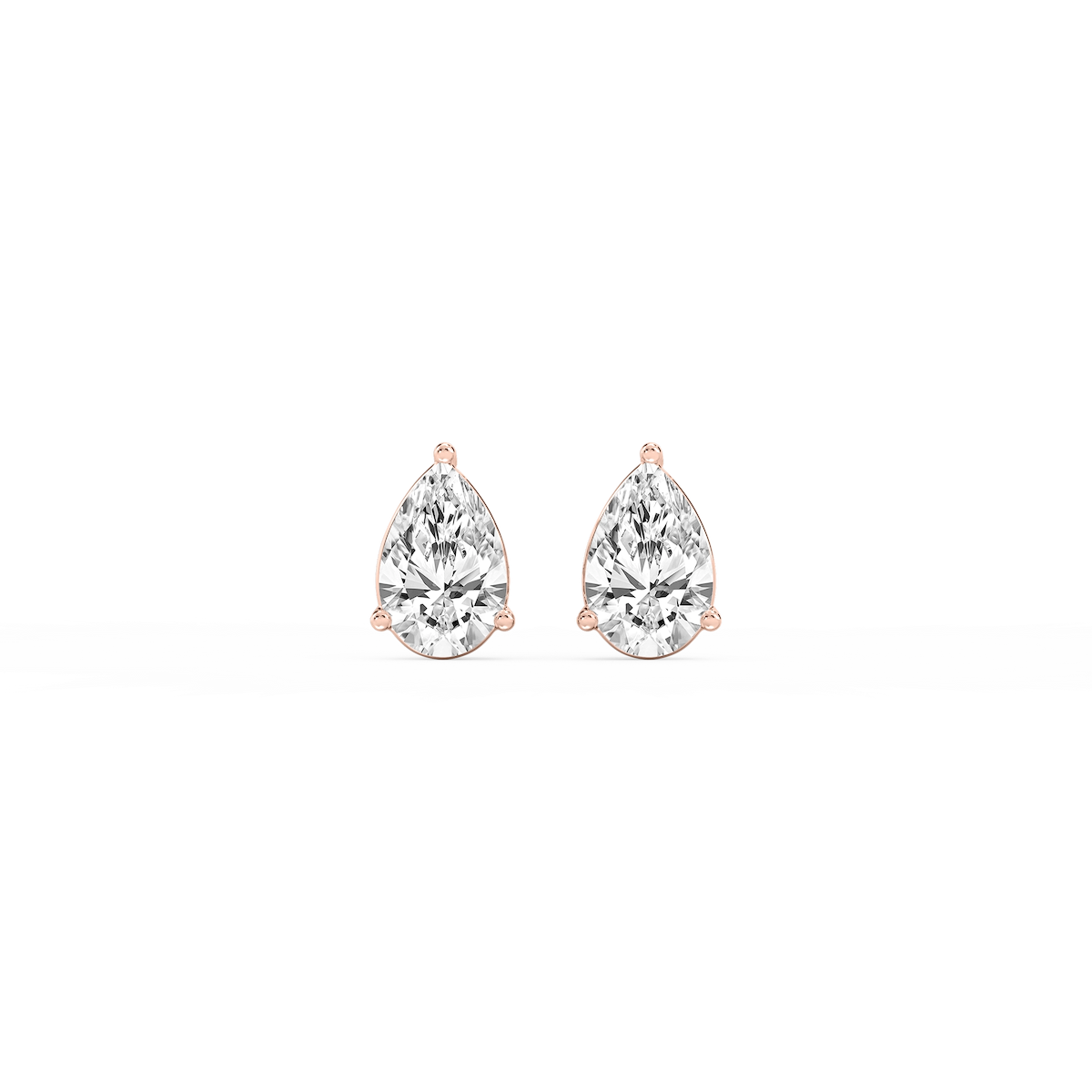 Pear Lab Grown Diamond Three Prong Basket Stud Earrings