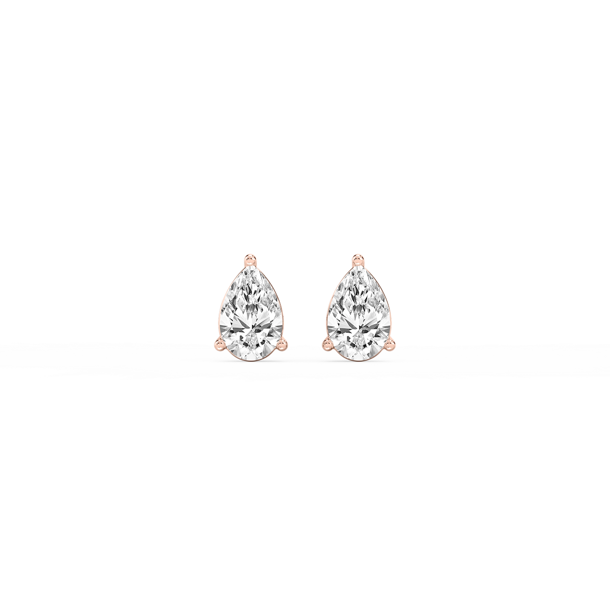 Pear Lab Grown Diamond Three Prong Basket Stud Earrings