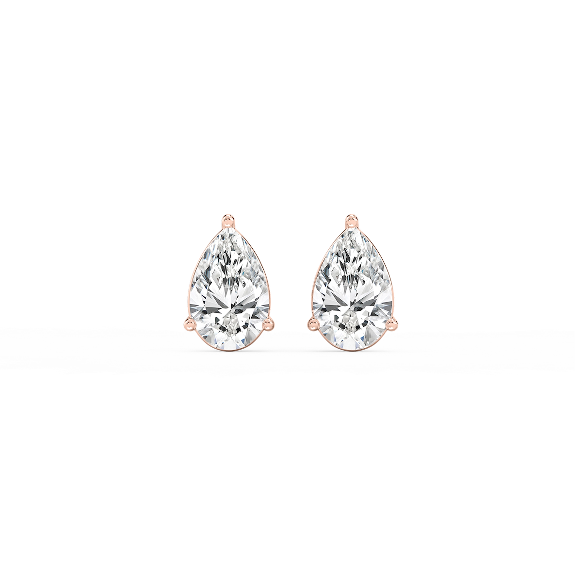 Pear Lab Grown Diamond Three Prong Basket Stud Earrings