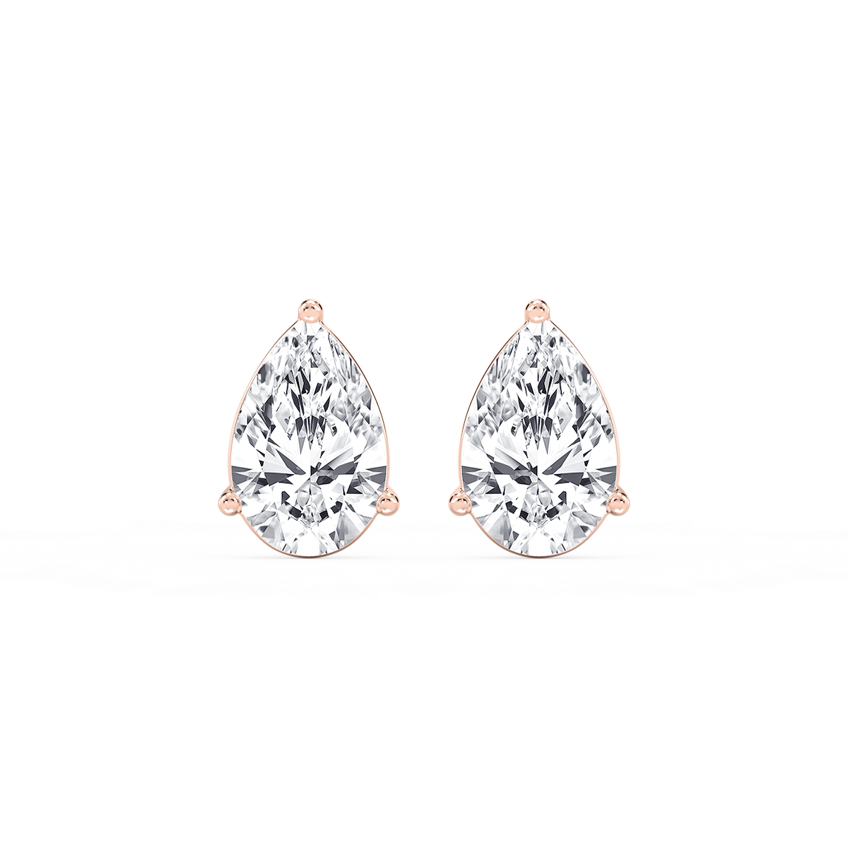 Pear Lab Grown Diamond Three Prong Basket Stud Earrings