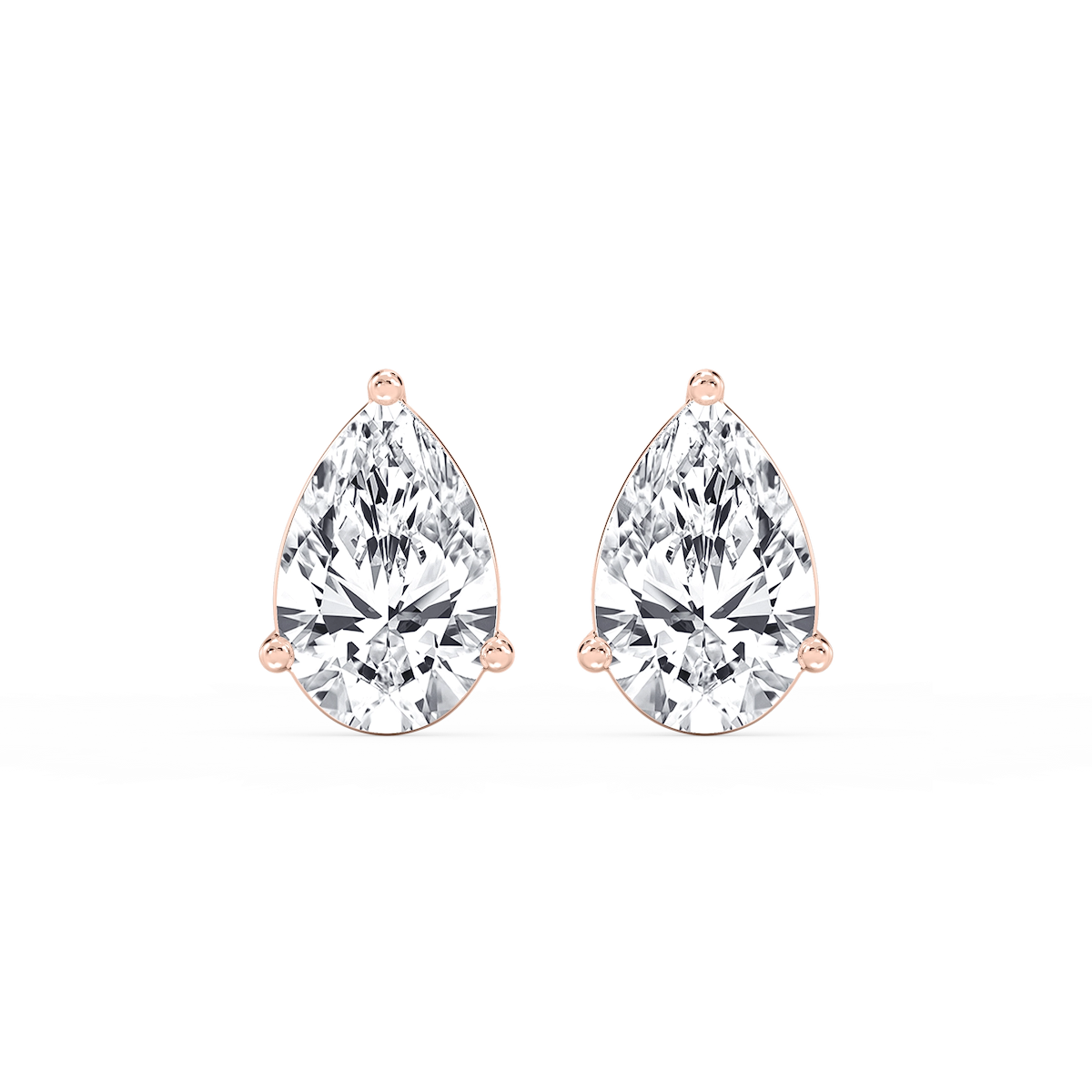 Pear Lab Grown Diamond Three Prong Basket Stud Earrings