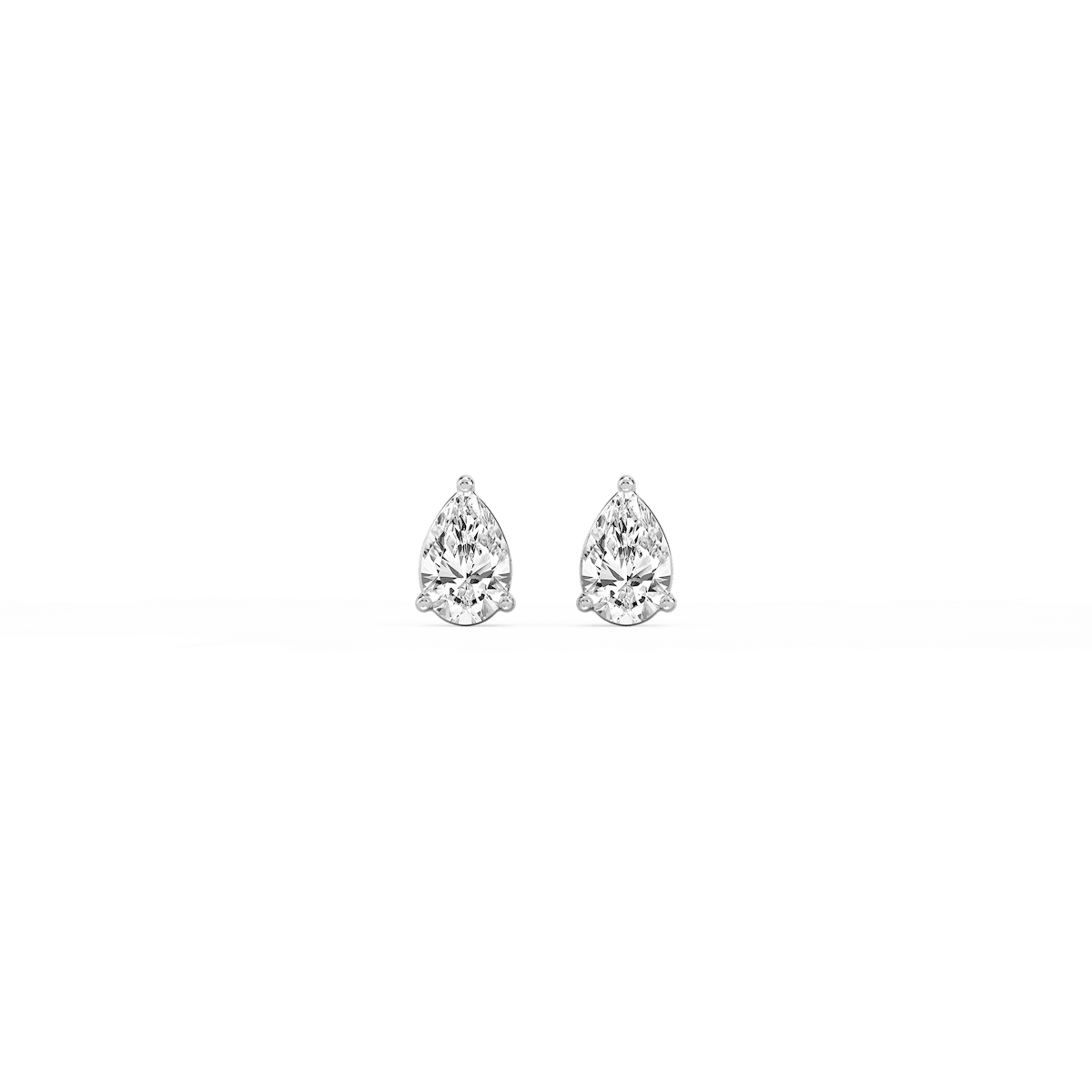Pear Lab Grown Diamond Three Prong Basket Stud Earrings