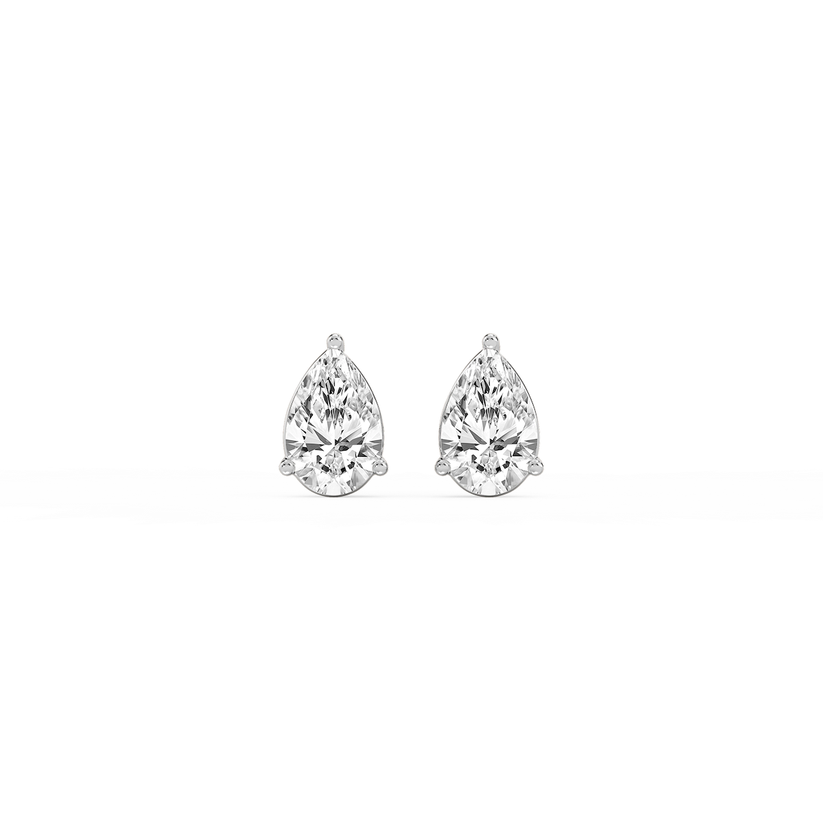 Pear Lab Grown Diamond Three Prong Basket Stud Earrings
