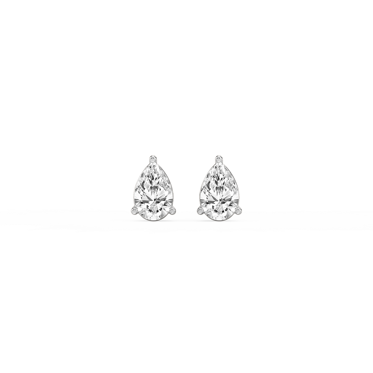 Pear Lab Grown Diamond Three Prong Basket Stud Earrings