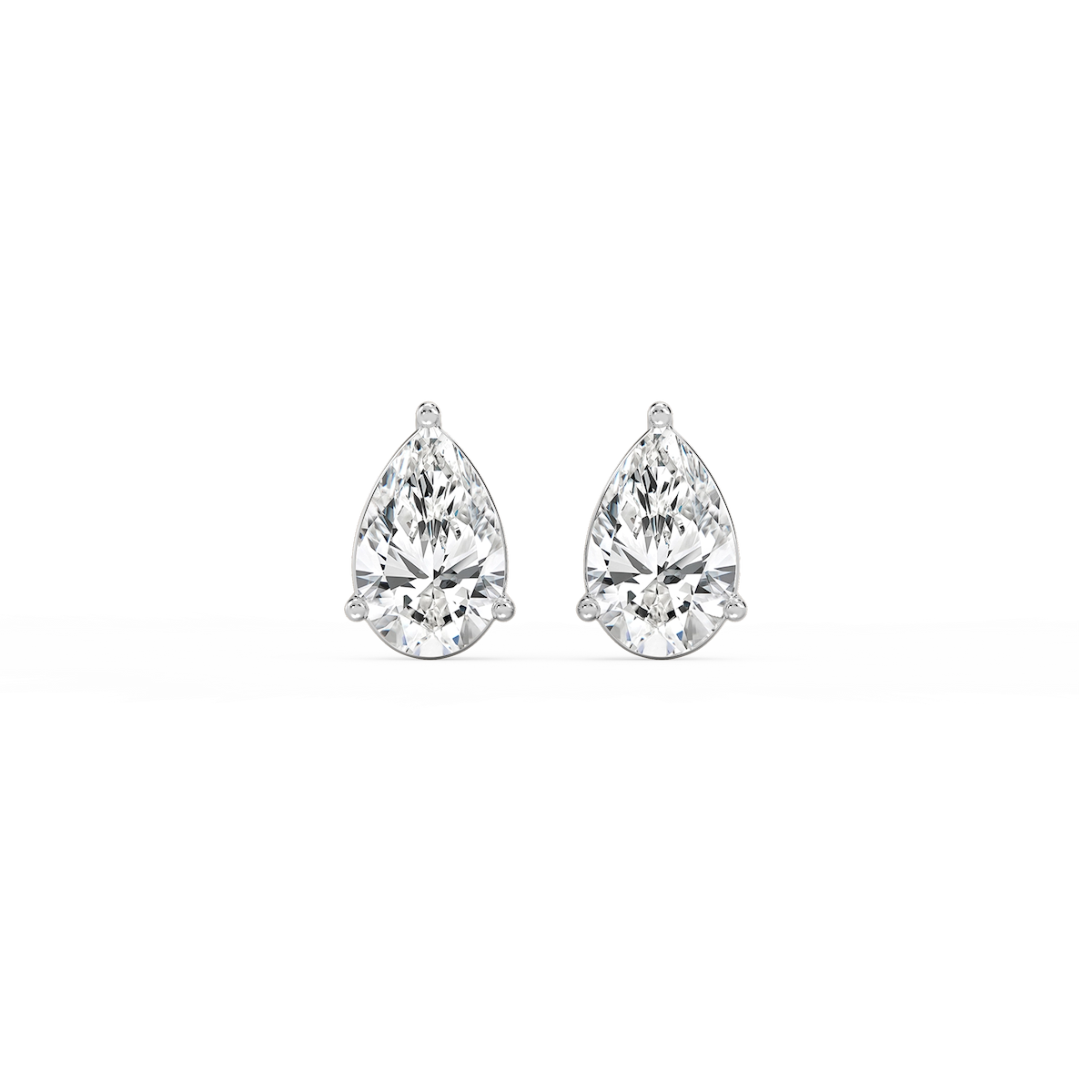 Pear Lab Grown Diamond Three Prong Basket Stud Earrings