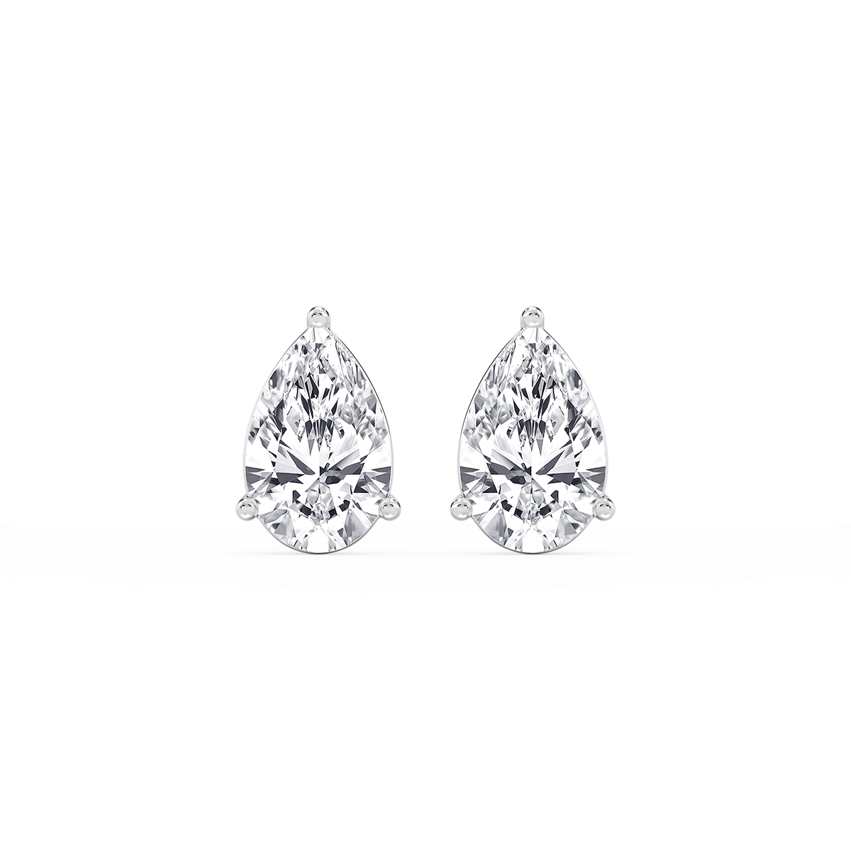 Pear Lab Grown Diamond Three Prong Basket Stud Earrings