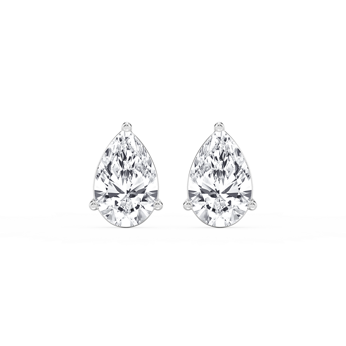Pear Lab Grown Diamond Three Prong Basket Stud Earrings