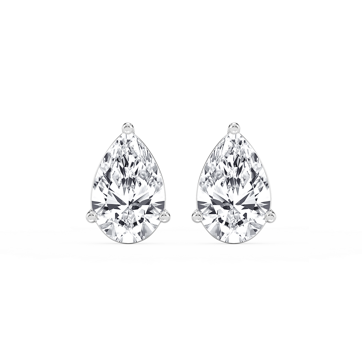 Pear Lab Grown Diamond Three Prong Basket Stud Earrings